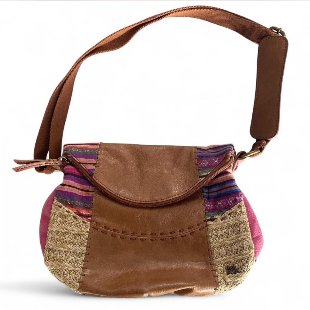 Brown and Pink Women's Shoulder Bag